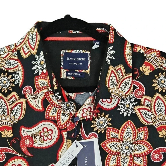 Silver Stone‎ Floral Collection Men's Modern Fit Button Down Shirt Size X Large - Picture 2 of 8